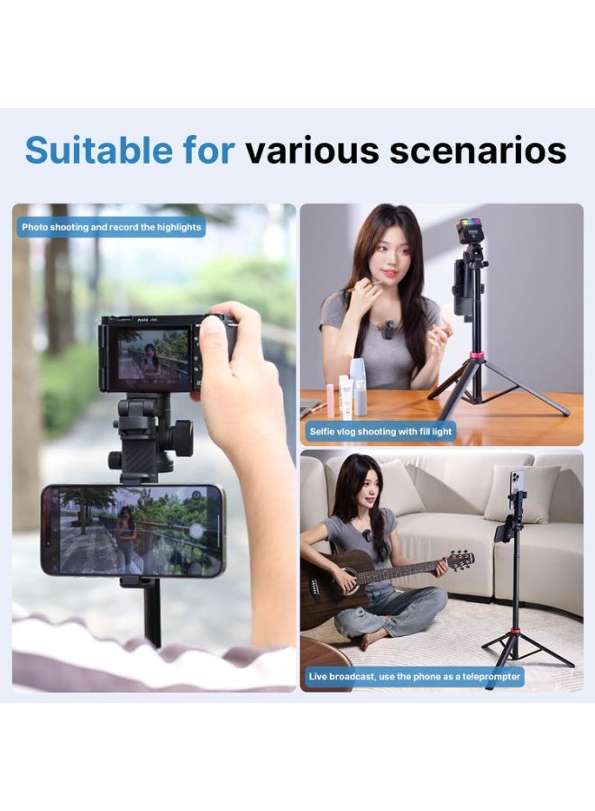 ULANZI MT-78 Extendable Phone Tripod, metal 72.83" Selfie Stick Camera Tripod Stand with 2 in 1 Phone Clip, 360° Ball Head Camera Tripod with cold shoe for iPhone 17 Sony Canon, Lightweight for Travel - Image 3
