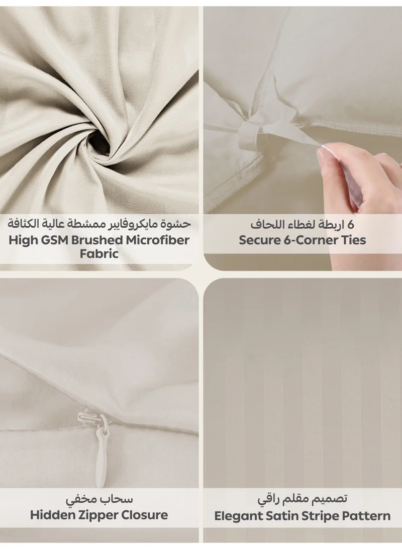 دوناتيلا Striped Duvet Cover Set Single Size 170x230 cm - 4-Pcs Bed Set, Microfiber Fabric - 1 Duvet Cover, 1 Fitted Sheet, 2 Pillow Sham, (Filler Not Included)