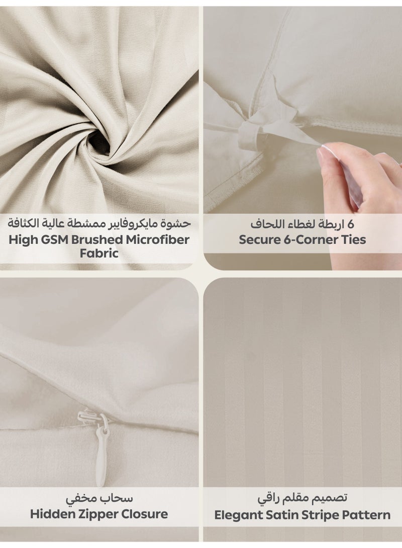 Donetella Striped Duvet Cover Set Single Size 170x230 cm - 4-Pcs Bed Set, Microfiber Fabric - 1 Duvet Cover, 1 Fitted Sheet, 2 Pillow Sham, (Filler Not Included) - Image 5