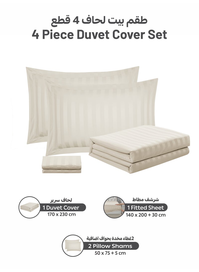 Donetella Striped Duvet Cover Set Single Size 170x230 cm - 4-Pcs Bed Set, Microfiber Fabric - 1 Duvet Cover, 1 Fitted Sheet, 2 Pillow Sham, (Filler Not Included) - Image 4