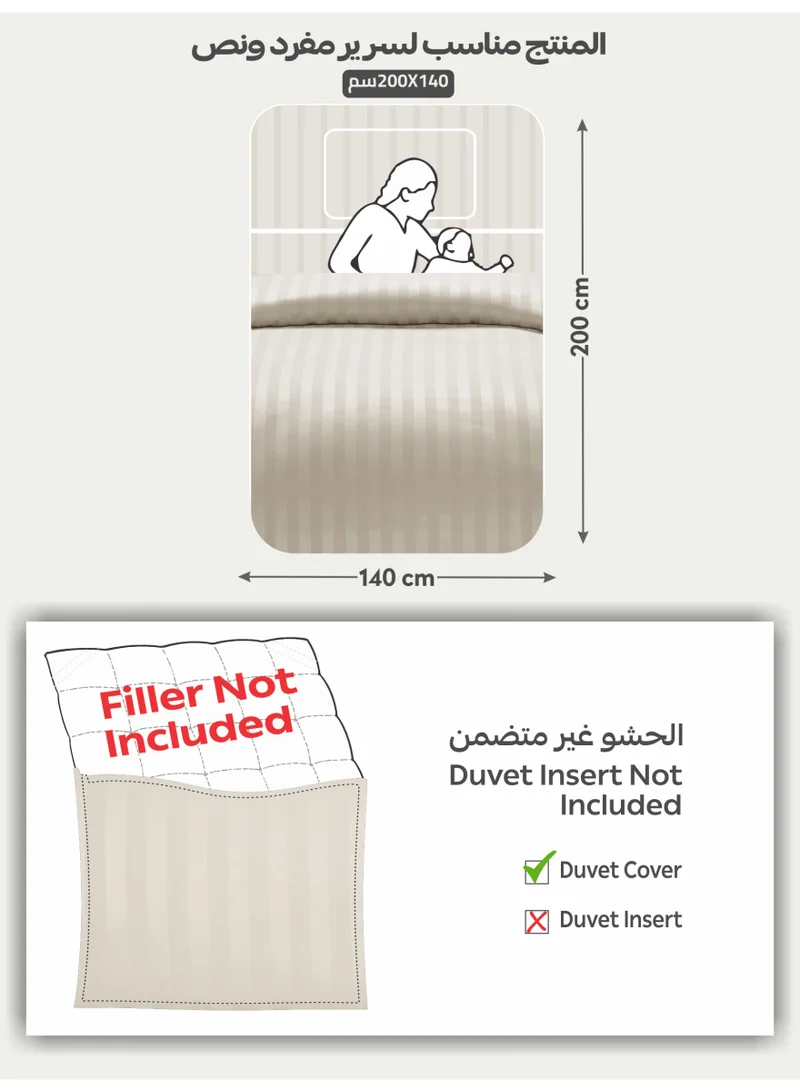 دوناتيلا Striped Duvet Cover Set Single Size 170x230 cm - 4-Pcs Bed Set, Microfiber Fabric - 1 Duvet Cover, 1 Fitted Sheet, 2 Pillow Sham, (Filler Not Included)