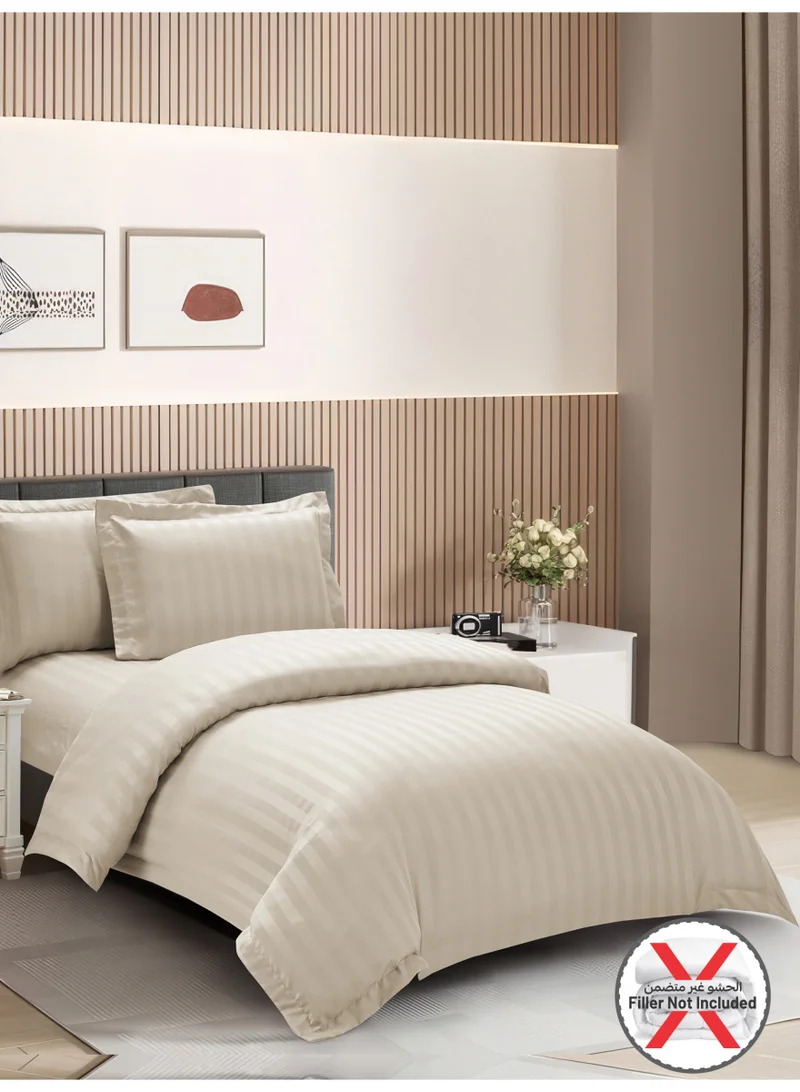 Donetella Striped Duvet Cover Set Single Size 170x230 cm - 4-Pcs Bed Set, Microfiber Fabric - 1 Duvet Cover, 1 Fitted Sheet, 2 Pillow Sham, (Filler Not Included)