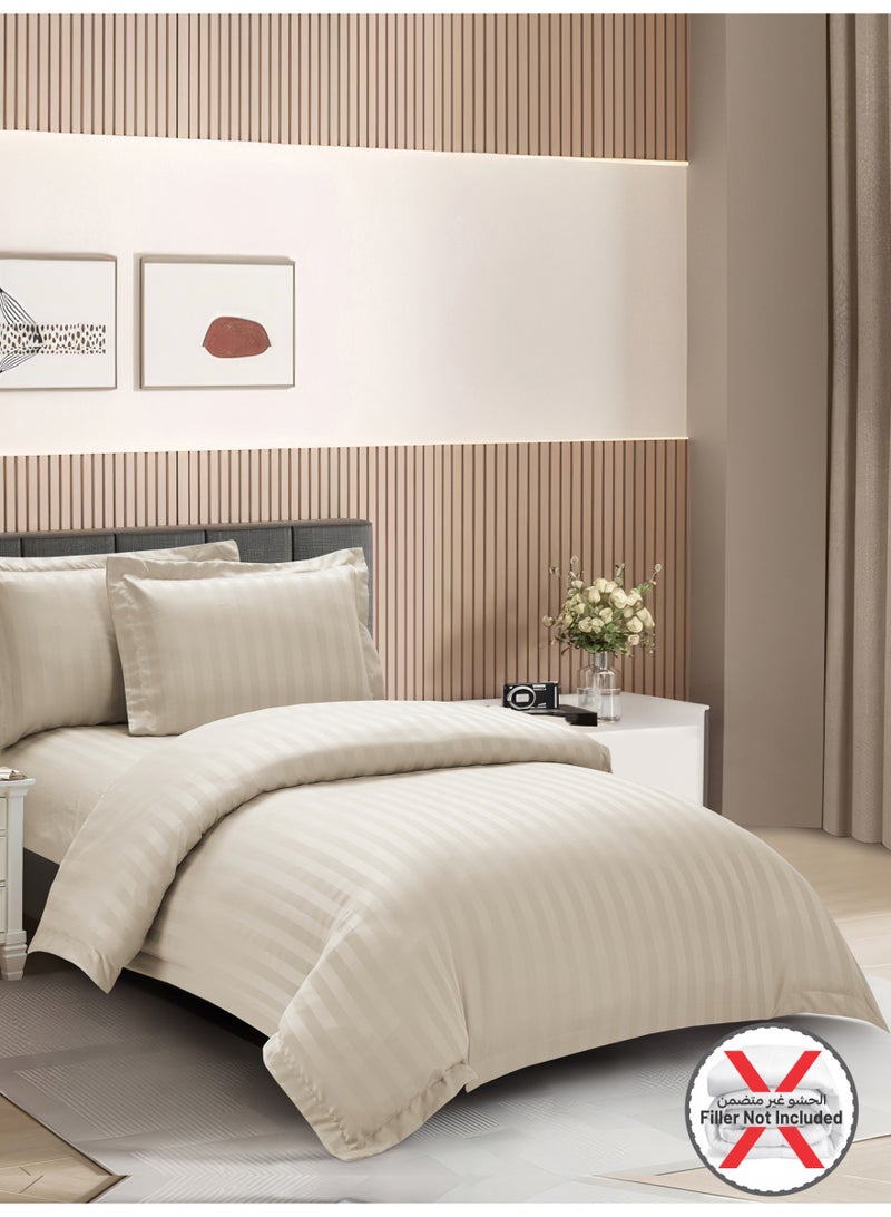 Donetella Striped Duvet Cover Set Single Size 170x230 cm - 4-Pcs Bed Set, Microfiber Fabric - 1 Duvet Cover, 1 Fitted Sheet, 2 Pillow Sham, (Filler Not Included) - Image 2
