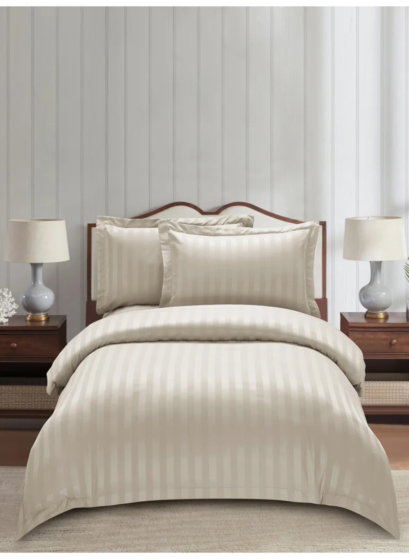 Donetella Striped Duvet Cover Set Single Size 170x230 cm - 4-Pcs Bed Set, Microfiber Fabric - 1 Duvet Cover, 1 Fitted Sheet, 2 Pillow Sham, (Filler Not Included)