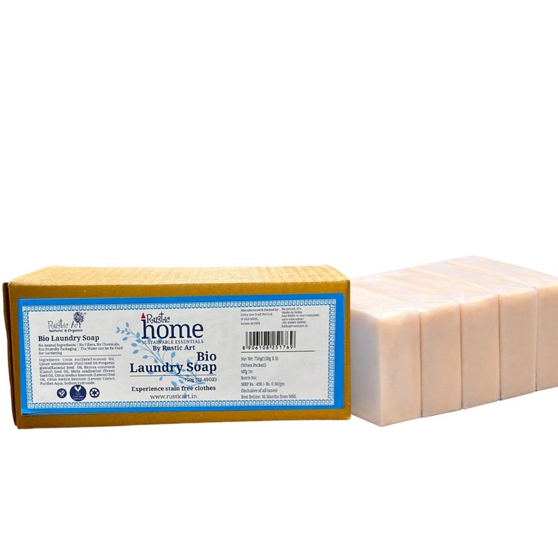 Rustic Art Rustic Home Bio Laundry Soap | Natural Stain Remover, Gentle on Skin & Clothes | Toxin Free - Fragrance Free| Pack of 5 - Image 3