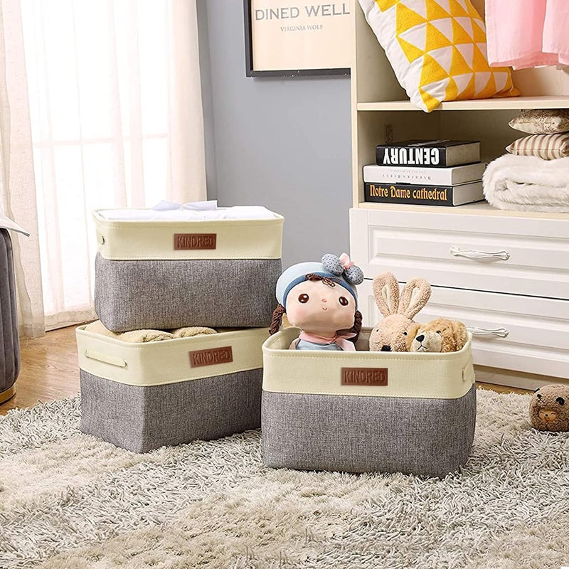 KINDRED Jute Fabric Foldable EcoFriendly Cloth Storage Basket Bins Organizer for Underbed Laundry Foldable Bag with Sturdy Handles for Sarees Blankets Comforters Books Toys - Image 2