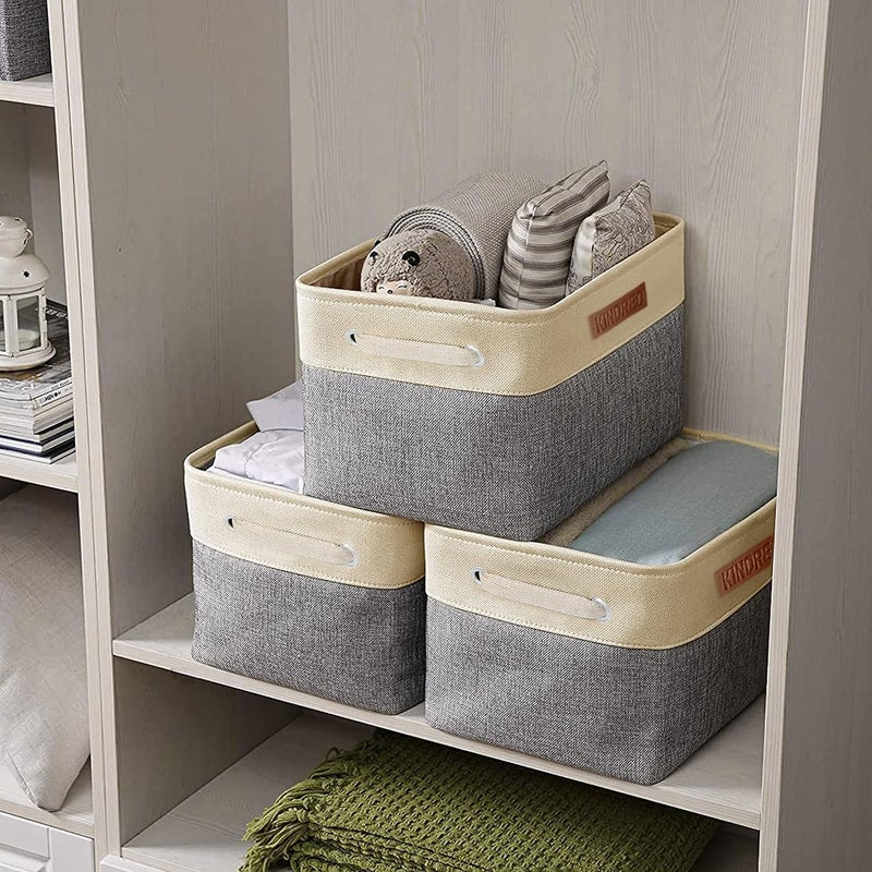 KINDRED Jute Fabric Foldable EcoFriendly Cloth Storage Basket Bins Organizer for Underbed Laundry Foldable Bag with Sturdy Handles for Sarees Blankets Comforters Books Toys - Image 3