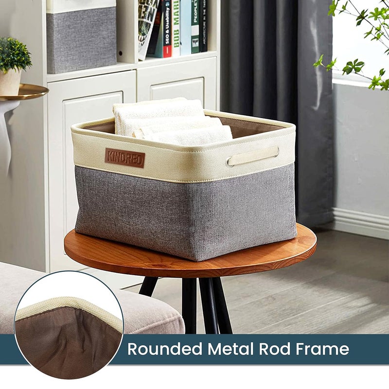KINDRED Jute Fabric Foldable EcoFriendly Cloth Storage Basket Bins Organizer for Underbed Laundry Foldable Bag with Sturdy Handles for Sarees Blankets Comforters Books Toys - Image 5