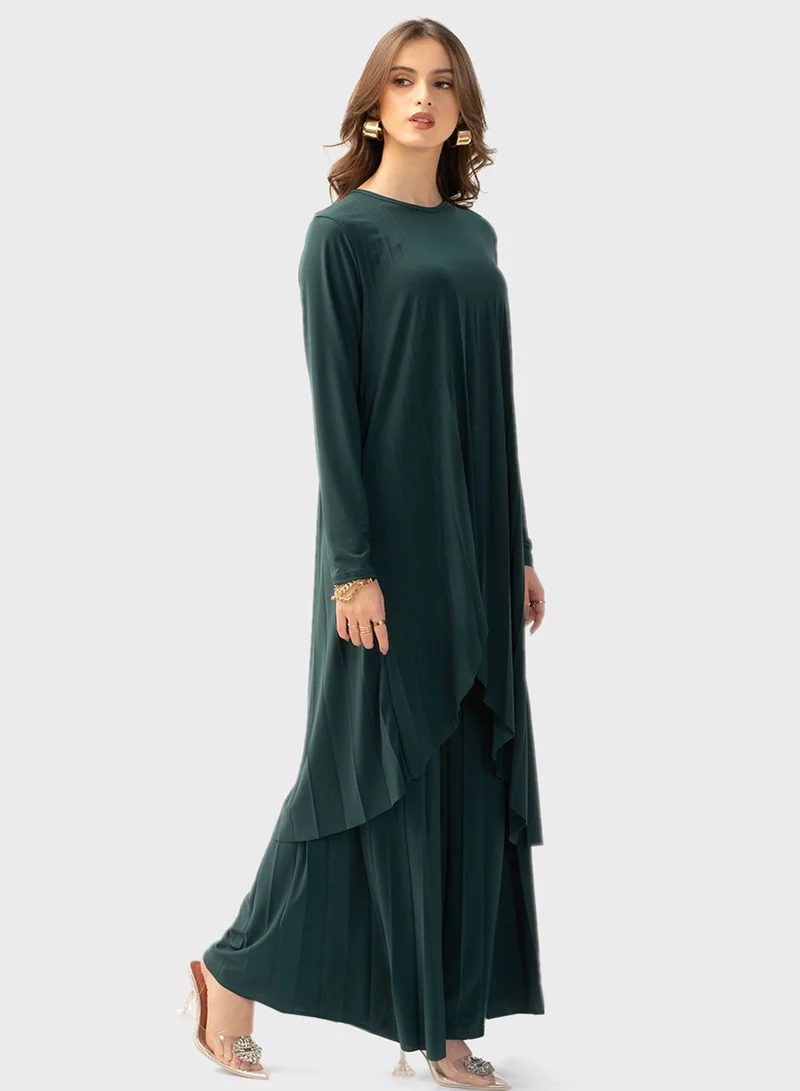 Hassal Asymmetrical Hem Kaftan & Pants Sets