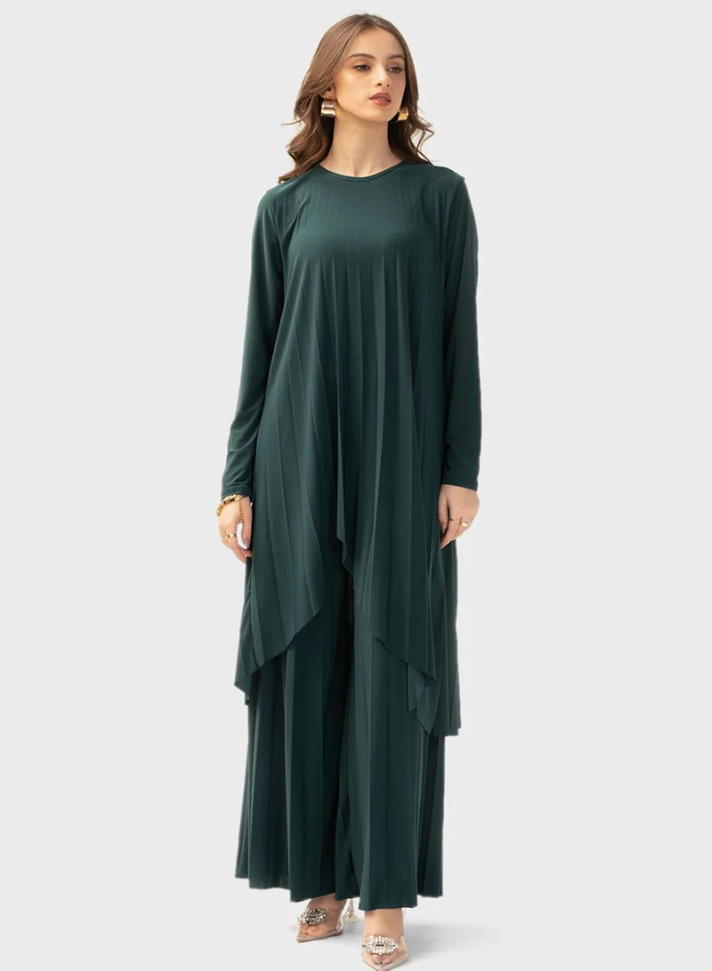 Hassal Asymmetrical Hem Kaftan & Pants Sets
