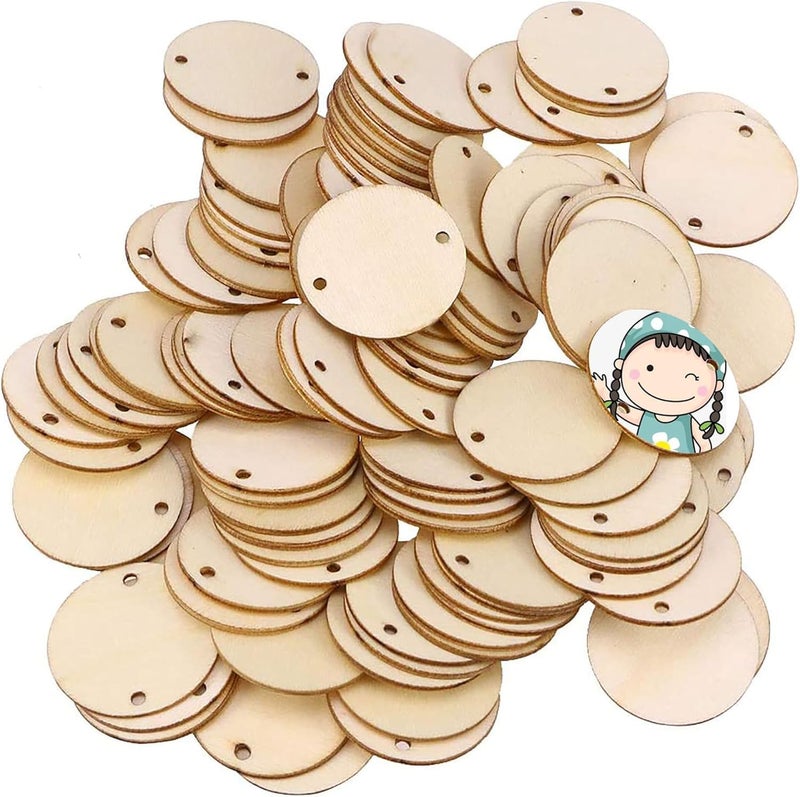Haoser [50pcs]-Round Wooden Pine MDF Cutouts Unfinished Tags for Key Chain,Slices Crafts,Xmas Holiday Hanging Decorations,Painting Wood Craft,MDF Plains,Resin Art Work,MDF Board (3 Inch) - Image 1