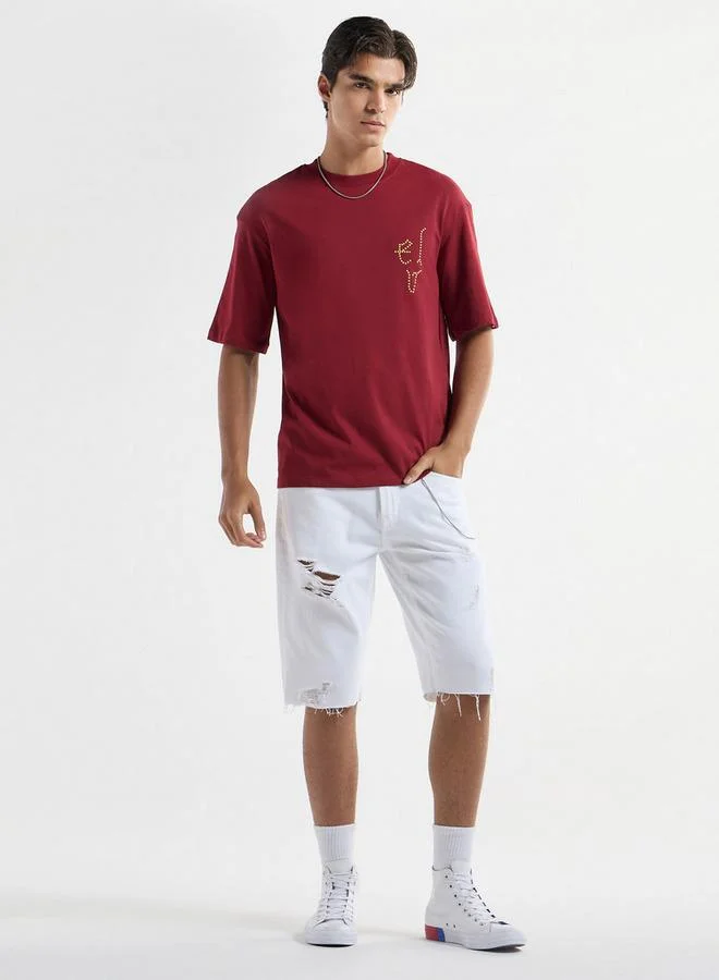 سبلاش فيڤ تيشيرت بياقة ضيّقة وأكمام قصيرة وطبعات