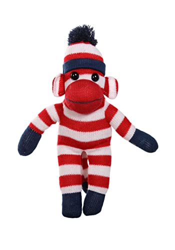 Plushland دمية قرد الجوارب المحبوبة من بلش لاند - النسخة الأصلية التقليدية المحبوكة يدويًا - هدية للأطفال والرضع والمراهقين والفتيات والفتيان - هدية دمية دمى 16 أحمر - Image 1