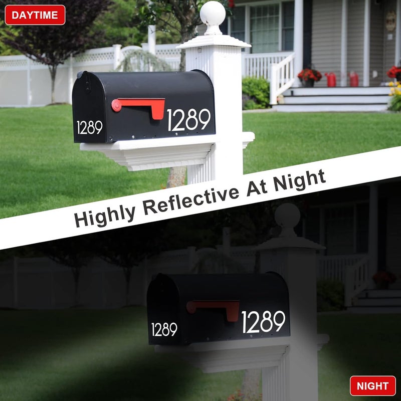 olaine 2 inch 30 Pcs Reflective Mailbox Numbers Stickers for Outside, Easy Installation with Prolonged Backing for and Pre-cut, Self Adhesive White Vinyl Address for House Address Sign Window Trash Bins - Image 2