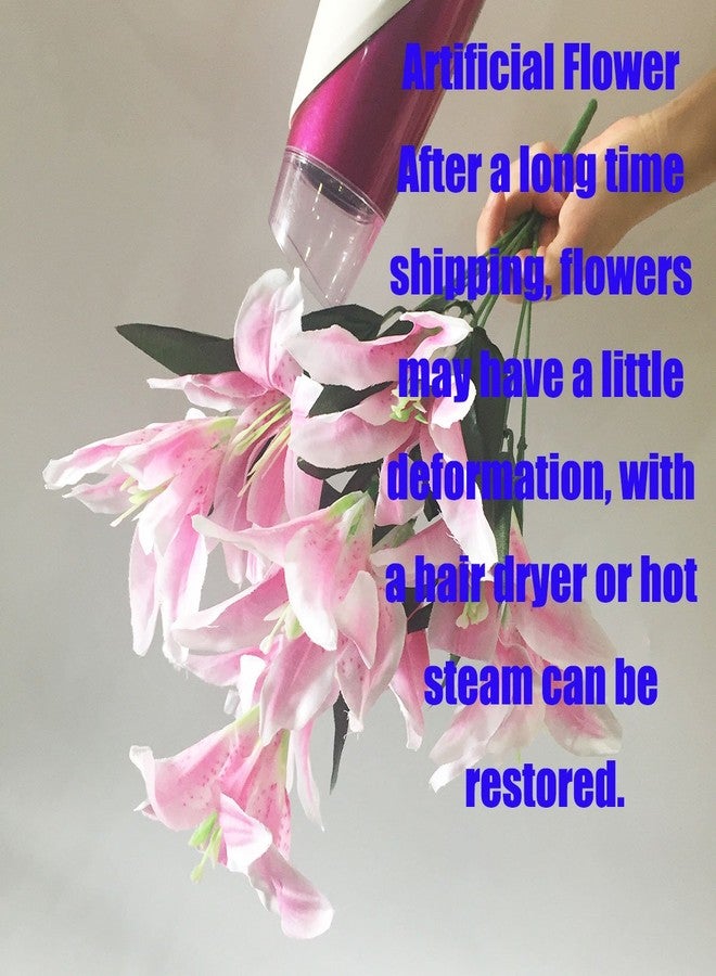Artfen Artificial Lily 10 Heads Fake Lily Artificial Flower Wedding Party Decor Bouquet Home Hotel Office Garden Craft Art Decor Rose Red - Image 4