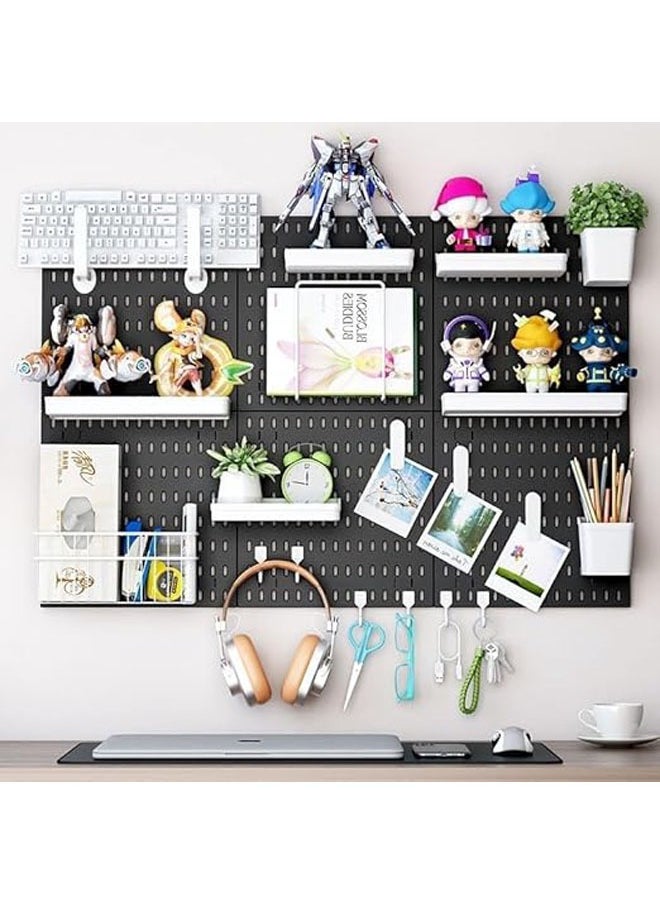Hihonor - Pegboard Combination Kit, Wall Mount Display Pegboard Panel Kits with Accessories Hanging, Black Peg Boards Organizer for Walls Display, Crafts Organization, Kitchen Organizer (Black) - Image 1