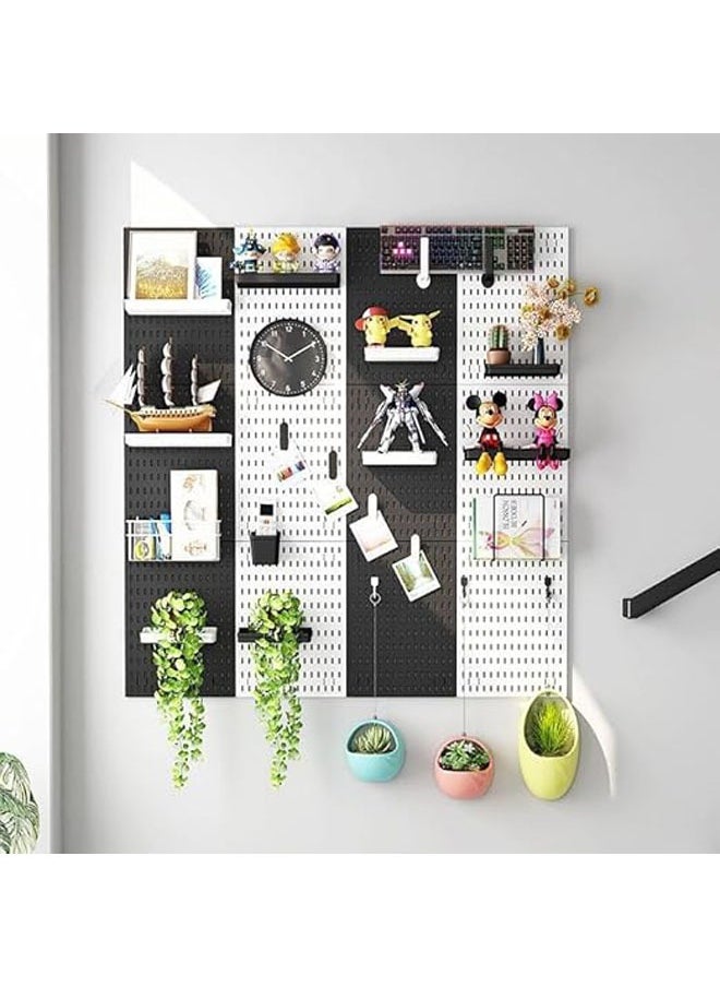 Hihonor - Pegboard Combination Kit, Wall Mount Display Pegboard Panel Kits with Accessories Hanging, Black Peg Boards Organizer for Walls Display, Crafts Organization, Kitchen Organizer (Black) - Image 1