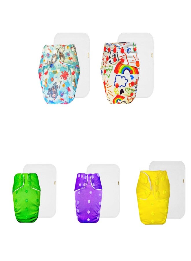 Dumbledo Premium Cloth Diaper with Cotton Insert (Pack of 5) | Dry Feel and Comfortable | Leakproof | Travel Friendly | Perfect for Indian Summers | 3 Months - 3 Years | Unisex Baby - Image 1