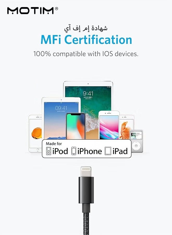 موتيم 2 حزم كابل Lightning 2M، كابل شاحن iPhone ممتاز كابل شحن سريع متين لـ iPhone 14/14 Pro/14 Plus/14 Pro Max، iPhone 13 Pro 12 Pro Max 11 XS 7 Plus 6S ipad Pro - Image 2