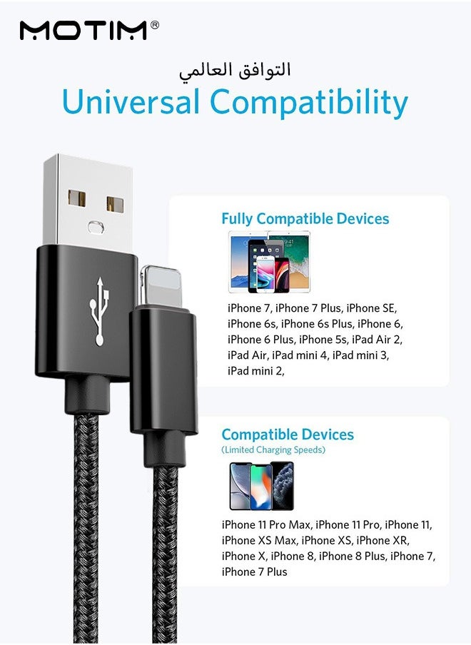 Motim - 2 Pack, Lightning To USB Cable (6ft), MFi Certified, Double-Braided Premium Nylon Lightning Cables for iPhone XS/XS Max/XR/X/8/8 Plus/7/7 Plus/6, iPad and More - Image 1