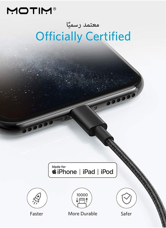 Motim - 2 Pack, Lightning To USB Cable (6ft), MFi Certified, Double-Braided Premium Nylon Lightning Cables for iPhone XS/XS Max/XR/X/8/8 Plus/7/7 Plus/6, iPad and More - Image 1