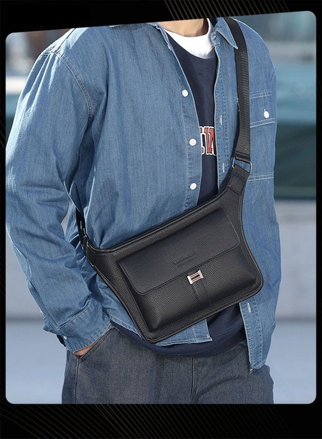 WEIXIER Men Retro Chest Bag PU Lether Water-Repellent and Wear-resistant Crossbody Bag with Adjustable Straps - Image 2