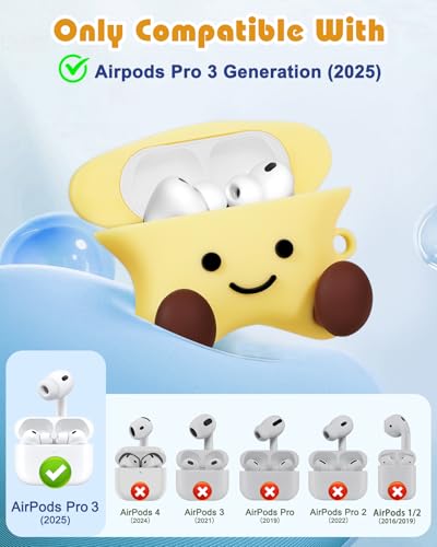 Joyleop for Airpods Pro 3 Case - Cute Funny for Women Girl Kids Girly 3D Kawaii Star Cartoon Design Soft Silicone Protective Case for Airpods Pro 3rd Gerneration 2025 Cover with Keychain - Image 2