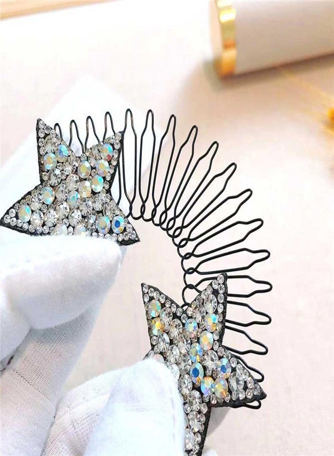 Teensery 5 Pcs Invisible Hair Clips Combs Rhinestone Star Hair Finishing Fixer Combs Stretchable Hair Comb Pins Hair Styling Accessories for Women and Girls - Image 4