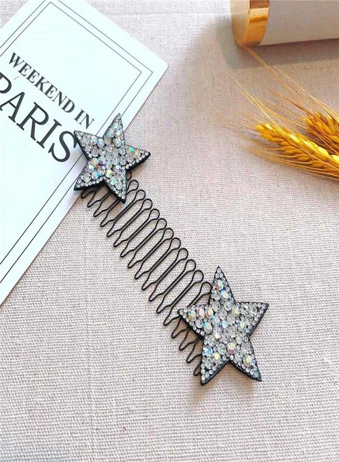 Teensery 5 Pcs Invisible Hair Clips Combs Rhinestone Star Hair Finishing Fixer Combs Stretchable Hair Comb Pins Hair Styling Accessories for Women and Girls - Image 5