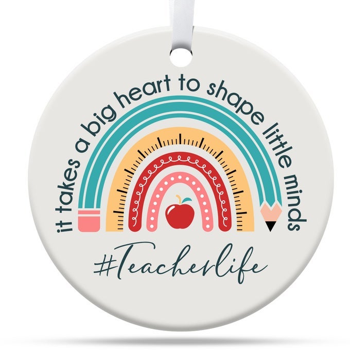 CHRISTMAS ORNAMENTS 2023 TEACHER GIFTS FOR WOMEN THANK YOU GIFTS FROM STUDENTS TEACHER GIFTS IT TAKES A BIG HEART TO SHAPE LITTLE MINDS CERAMIC ORNAMENT