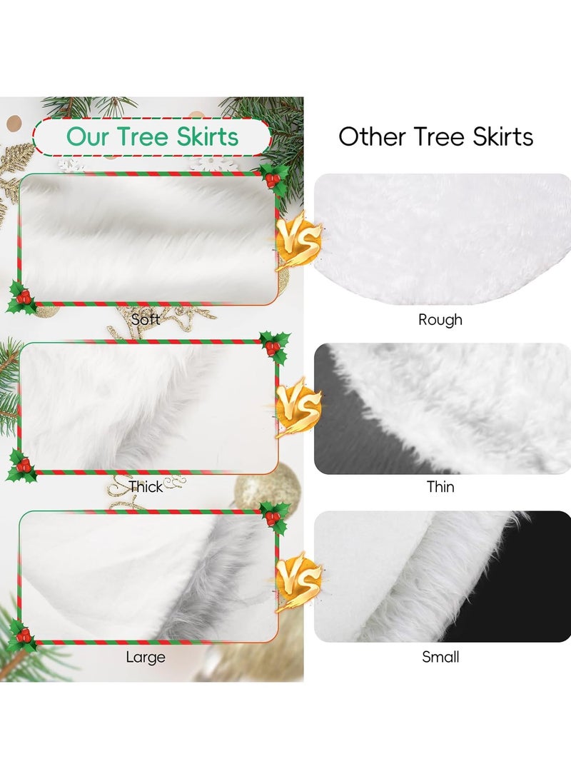 TAPIT 48 inch Christmas Tree Skirt Faux Fur Xmas Tree Skirt Christmas Decorations Holiday Tree Ornaments Tree Decoration for Christmas Home Decorations Xmas Party Holiday Decorations - Image 3
