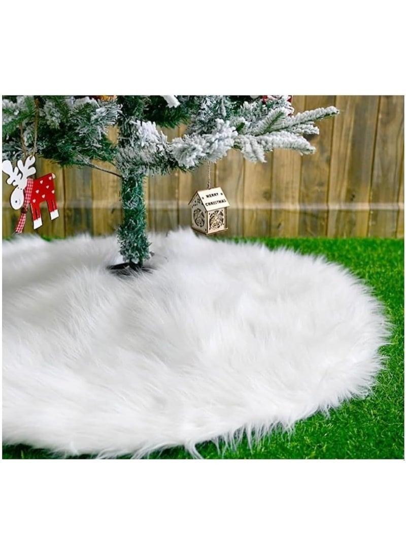 TAPIT 48 inch Christmas Tree Skirt Faux Fur Xmas Tree Skirt Christmas Decorations Holiday Tree Ornaments Tree Decoration for Christmas Home Decorations Xmas Party Holiday Decorations - Image 4