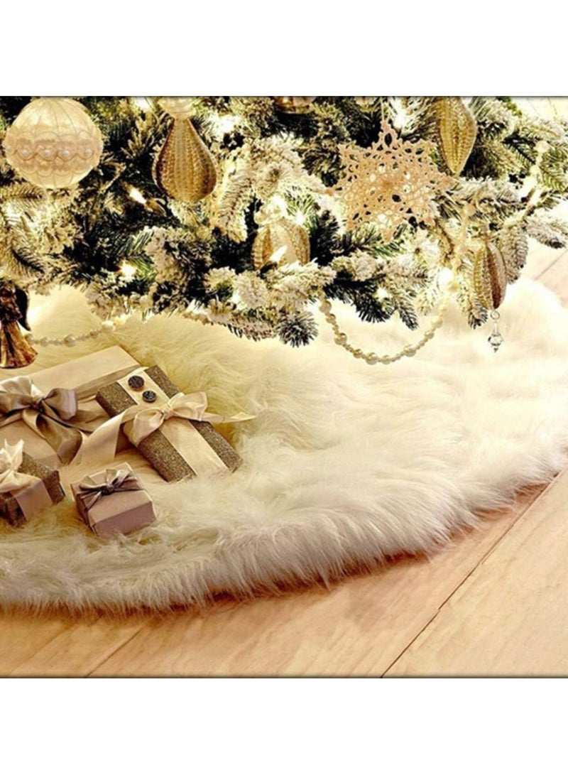 TAPIT 48 inch Christmas Tree Skirt Faux Fur Xmas Tree Skirt Christmas Decorations Holiday Tree Ornaments Tree Decoration for Christmas Home Decorations Xmas Party Holiday Decorations - Image 2