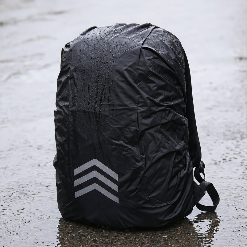 Backpack Rain Cover for Kids Students Cycling Commute Reflective 8-17L Black - Image 3