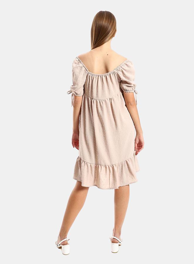kady Jamila Women Self Stitched Square Collar Tiered Tunic ,beige-XXL - Image 3