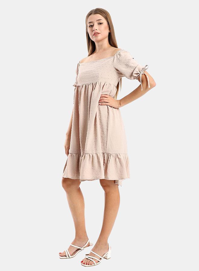 kady Jamila Women Self Stitched Square Collar Tiered Tunic ,beige-XXL - Image 2