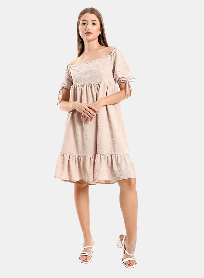 kady Jamila Women Self Stitched Square Collar Tiered Tunic ,beige-XXL - Image 1
