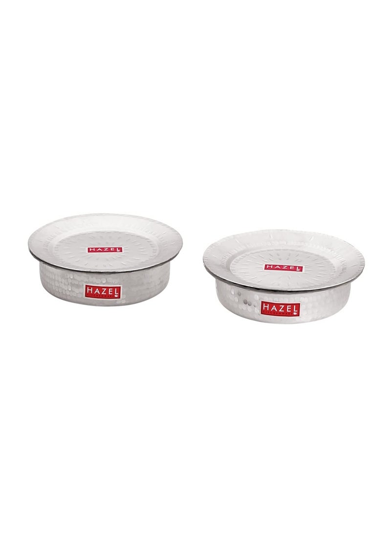 HAZEL Aluminium Langdi Patila Pot with Lid Hammered Finish Round Bottom Boiling Tope Vessels Bhagona Dekchi (2, 2100 ML, 2700 ML) - Image 1
