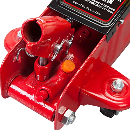Big RED TAM820014S Torin Hydraulic Trolley Service/Floor Jack with Blow Mold Carrying Storage Case, 1.5 Ton (3,000 lb) Capacity, Red - Image 4
