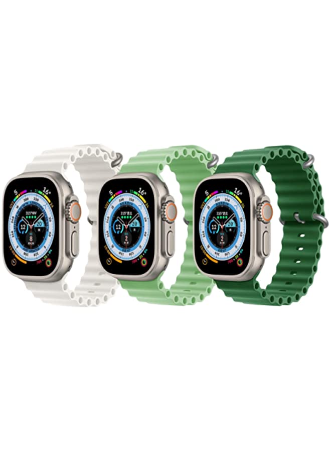 IAF Silicone Ocean Band Strap for Apple Watch 38/40/41mm Snow White/Mint Green/Dark Green Set of 3