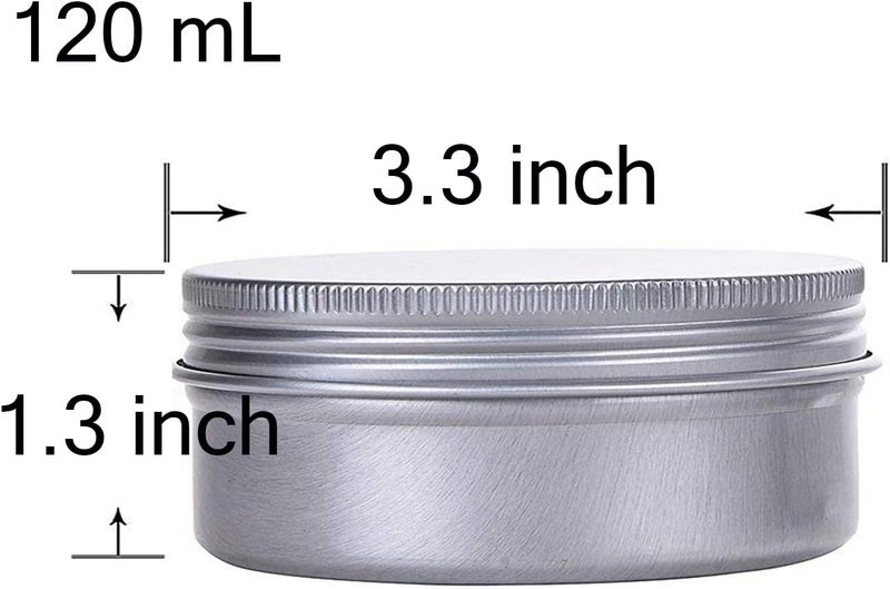 Hulless 4 Ounce Aluminum Tin Jar Refillable Containers 120 ml Aluminum Screw Lid Round Tin Container Bottle for Cosmetic,Lip Balm, Cream, 12 Pack. - Image 2
