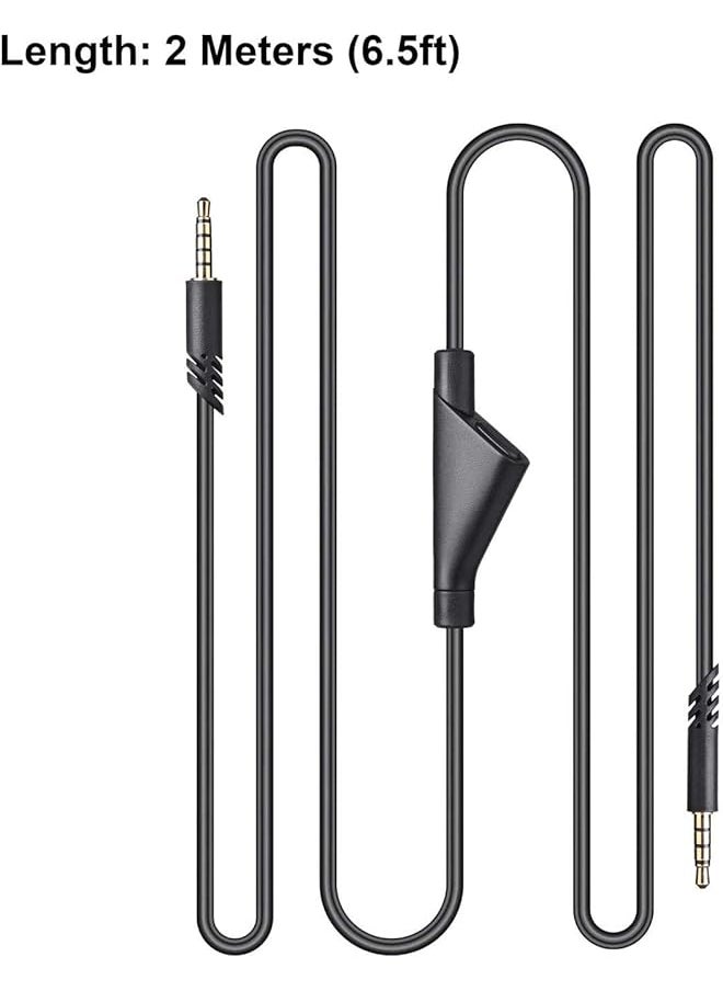 Replacement Astro A10 A40 Cable 2.0M Astro A40 Tr Inline Mute Cable Cord For Astro A10 A40 Gaming Headsets Xbox One Ps4 Ps5 Controller Headphone Audio Extension Cable 6.5 Feet Black