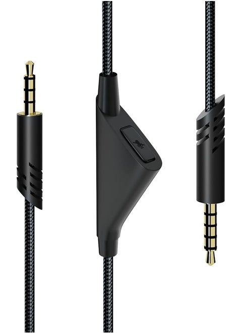 Replacement Astro A10 A40 Cable 2.0M Astro A40 Tr Inline Mute Cable Cord For Astro A10 A40 Gaming Headsets Xbox One Ps4 Ps5 Controller Headphone Audio Extension Cable 6.5 Feet Black