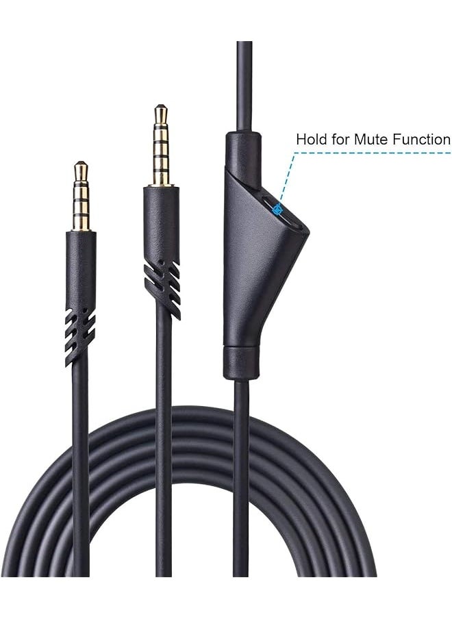 Replacement Astro A10 A40 Cable 2.0M Astro A40 Tr Inline Mute Cable Cord For Astro A10 A40 Gaming Headsets Xbox One Ps4 Ps5 Controller Headphone Audio Extension Cable 6.5 Feet Black