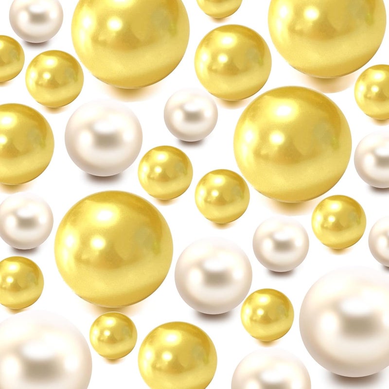 Zsynka 200 Pieces Floating NO Hole Pearls and 2300 Pieces Transparent Water Gels,Floating Beads Pearls for Vases Floating Candles Home Weddings Table Centerpieces Party Decor - Image 1