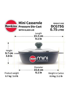 Hawkins Hawkins Die-Cast Grey Mini Casserole W/Gl, 0.75L,5Mm - (Dcg75G)  - Image 3