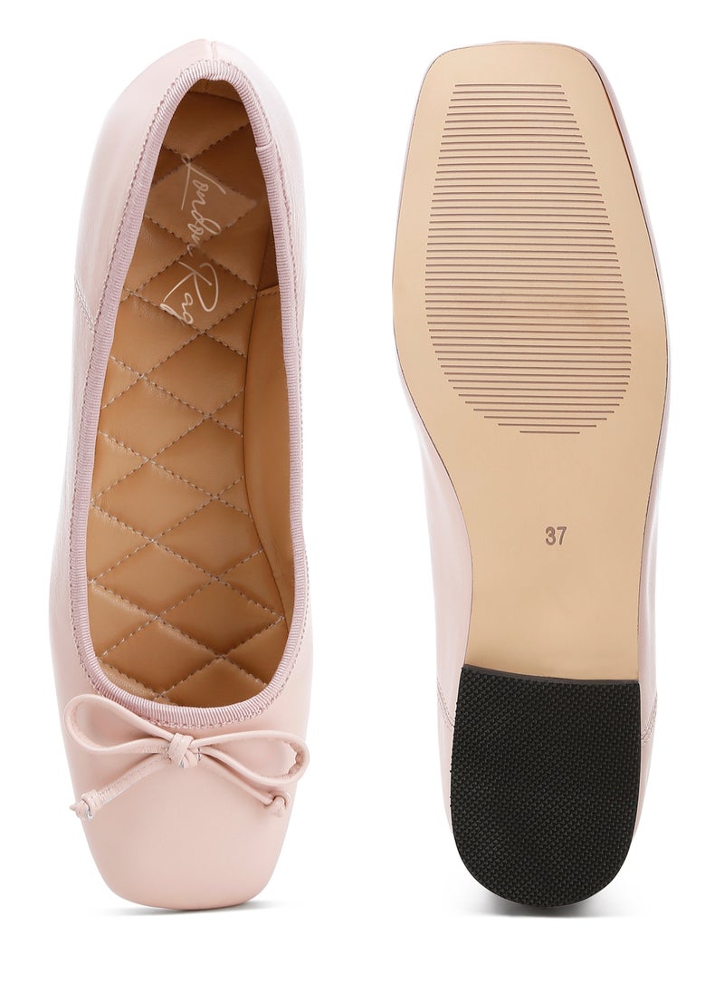 London Rag Square-Toe Bow Ballerinas in Pink  - Image 4