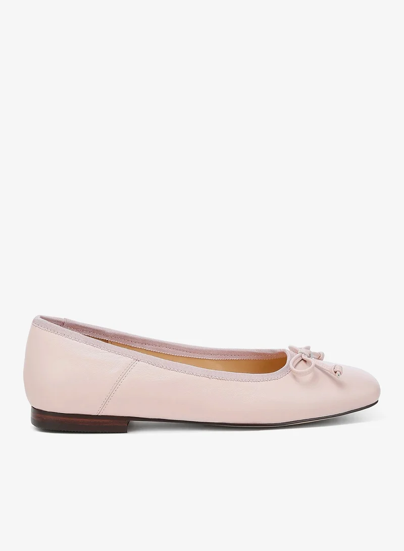 Square-Toe Bow Ballerinas in Pink