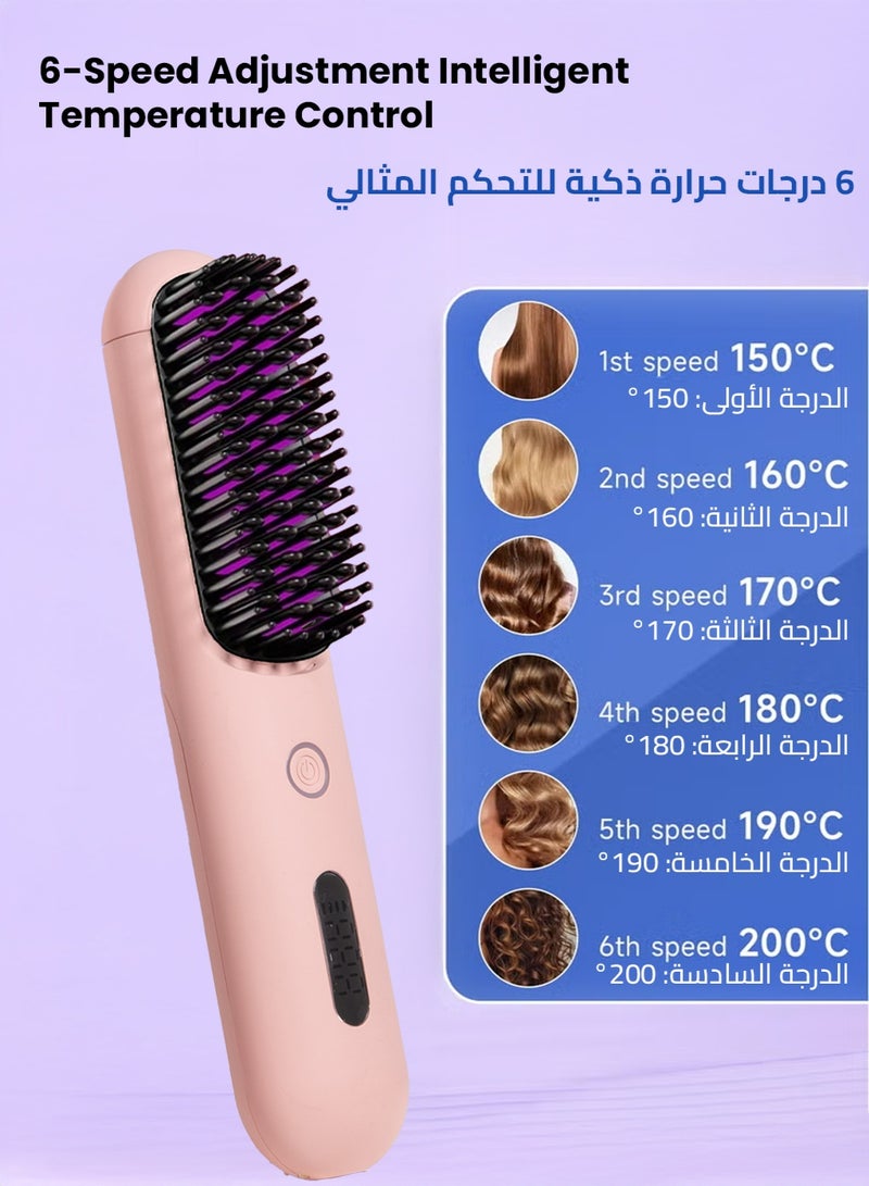 BOMIDI Cordless Hair Straightener Comb Detachable for Easy Clean, 200M Ions, 6 Speed Smart Temp, Dual Charging, Ideal for On - the - Go Styling - Pink, HB3-PINK - Image 5