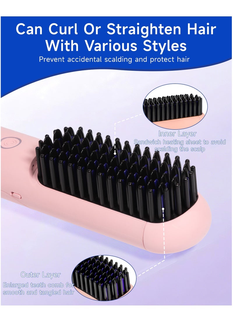 BOMIDI Cordless Hair Straightener Comb Detachable for Easy Clean, 200M Ions, 6 Speed Smart Temp, Dual Charging, Ideal for On - the - Go Styling - Pink, HB3-PINK - Image 2